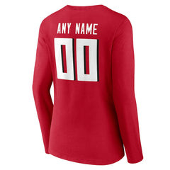Atlanta Falcons Women's Team Authentic Personalized Name & Number Long Sleeve V-Neck T-Shirt Red - NFL