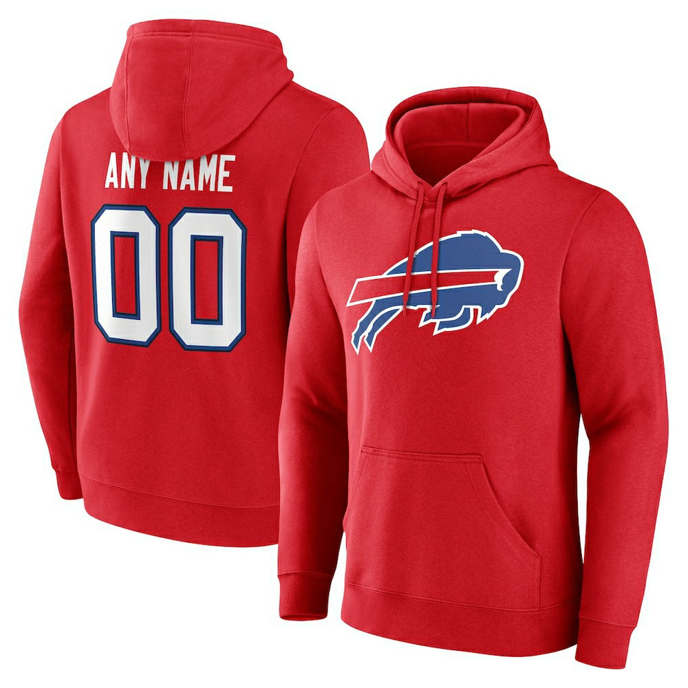 Buffalo Bills Team Authentic Personalized Name & Number Hoodie Red - NFL