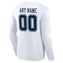 Dallas Cowboys Team Authentic Personalized Name & Number Long Sleeve T-Shirt White - NFL
