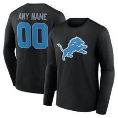 Detroit Lions Team Authentic Personalized Name & Number Long Sleeve T-Shirt Black - NFL