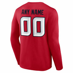 Houston Texans Team Authentic Personalized Name & Number Long Sleeve T-Shirt Red - NFL