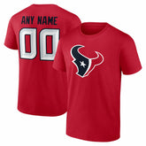 Houston Texans Team Authentic Personalized Name & Number T-Shirt Red - NFL