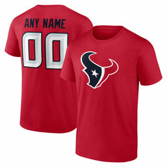 Houston Texans Team Authentic Personalized Name & Number T-Shirt Red - NFL