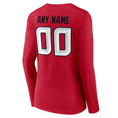 Houston Texans Women's Team Authentic Personalized Name & Number Long Sleeve V-Neck T-Shirt Red - NFL