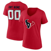 Houston Texans Women's Team Authentic Personalized Name & Number V-Neck T-Shirt Red - NFL