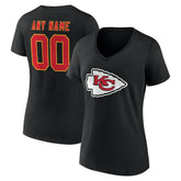 Kansas City Chiefs Women's Team Authentic Personalized Name & Number V-Neck T-Shirt Black - NFL