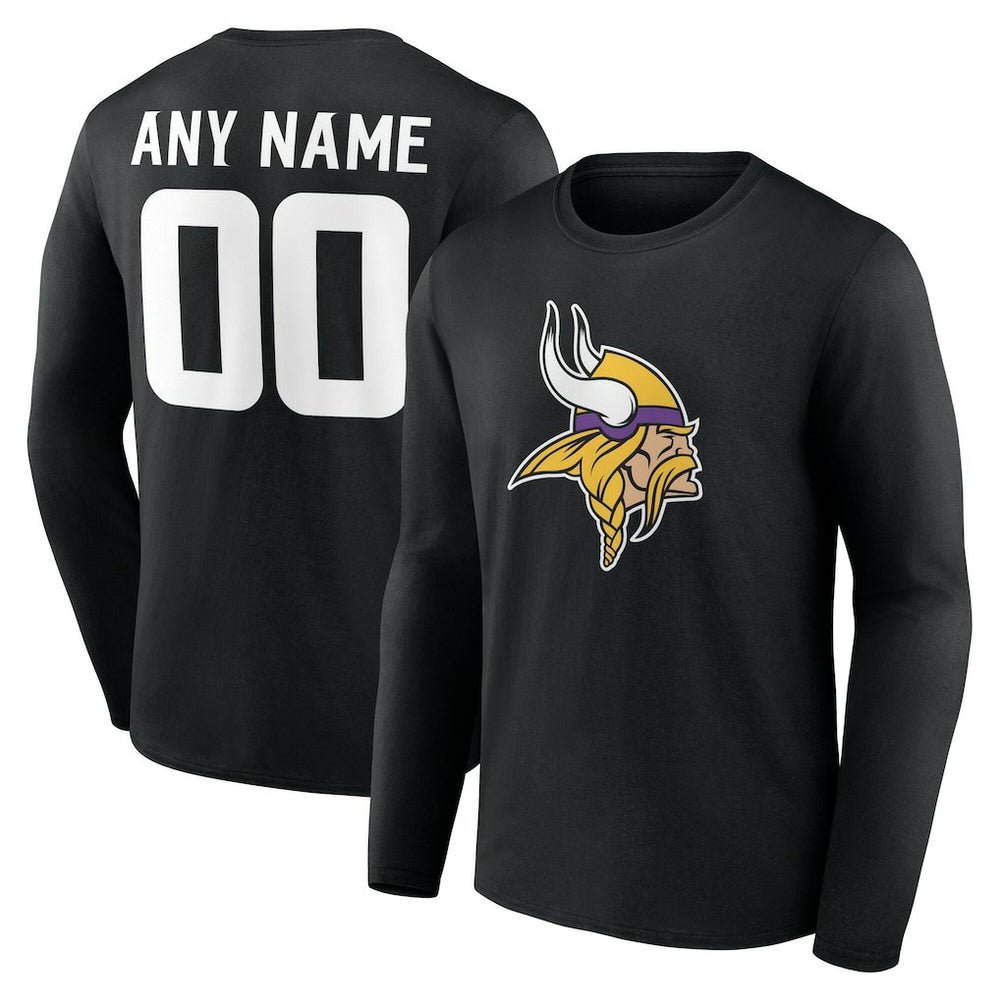 Minnesota Vikings Team Authentic Personalized Name & Number Long Sleeve T-Shirt Black - NFL