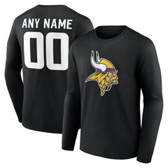 Minnesota Vikings Team Authentic Personalized Name & Number Long Sleeve T-Shirt Black - NFL