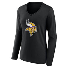 Minnesota Vikings Women's Team Authentic Personalized Name & Number Long Sleeve V-Neck T-Shirt Black - NFL