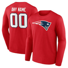 New England Patriots Team Authentic Personalized Name & Number Long Sleeve T-Shirt Red - NFL