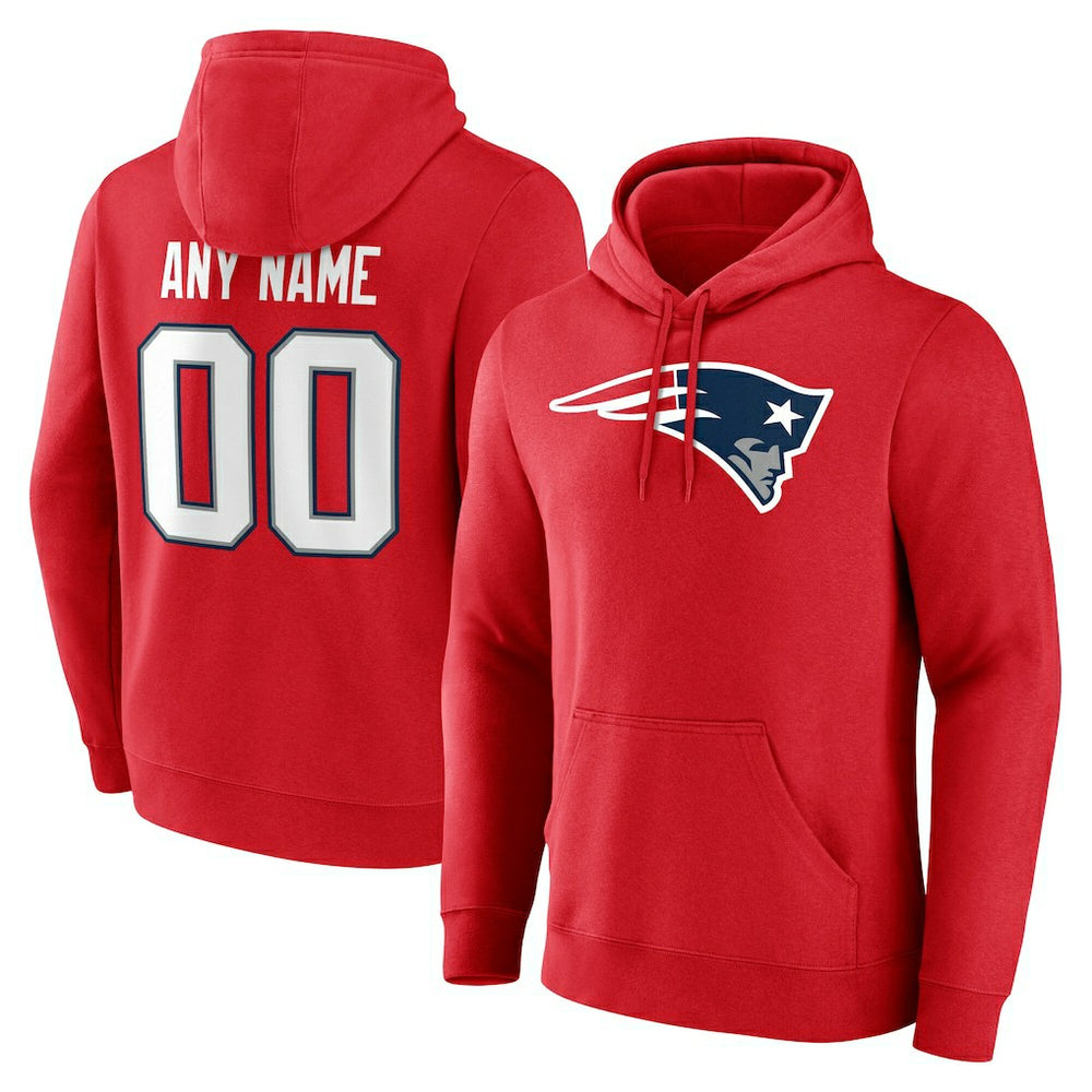 New England Patriots Team Authentic Personalized Name & Number Hoodie Red - NFL