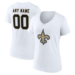 New Orleans Saints Women's Team Authentic Personalized Name & Number V-Neck T-Shirt White - NFL