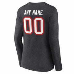 Tampa Bay Buccaneers Women's Team Authentic Personalized Name & Number Long Sleeve V-Neck T-Shirt Charcoal - NFL