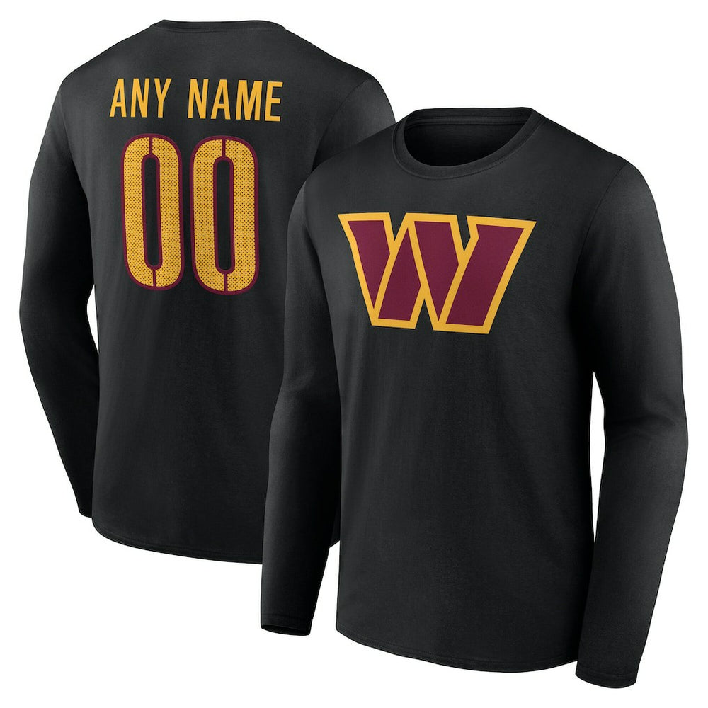 Washington Commanders Team Authentic Personalized Name & Number Long Sleeve T-Shirt Black - NFL