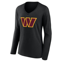Washington Commanders Women's Team Authentic Personalized Name & Number Long Sleeve V-Neck T-Shirt Black - NFL