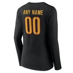 Washington Commanders Women's Team Authentic Personalized Name & Number Long Sleeve V-Neck T-Shirt Black - NFL