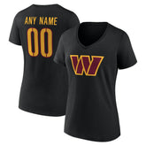 Washington Commanders Women's Team Authentic Personalized Name & Number V-Neck T-Shirt Black - NFL