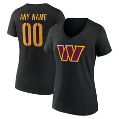 Washington Commanders Women's Team Authentic Personalized Name & Number V-Neck T-Shirt Black - NFL