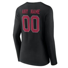 Arizona Cardinals Women's Team Authentic Personalized Name & Number Long Sleeve V-Neck T-Shirt Black - NFL
