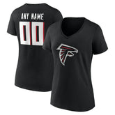 Atlanta Falcons Women's Team Authentic Personalized Name & Number V-Neck T-Shirt Black - NFL