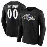 Baltimore Ravens Team Authentic Personalized Name & Number Long Sleeve T-Shirt Black - NFL