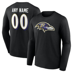 Baltimore Ravens Team Authentic Personalized Name & Number Long Sleeve T-Shirt Black - NFL