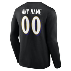 Baltimore Ravens Team Authentic Personalized Name & Number Long Sleeve T-Shirt Black - NFL