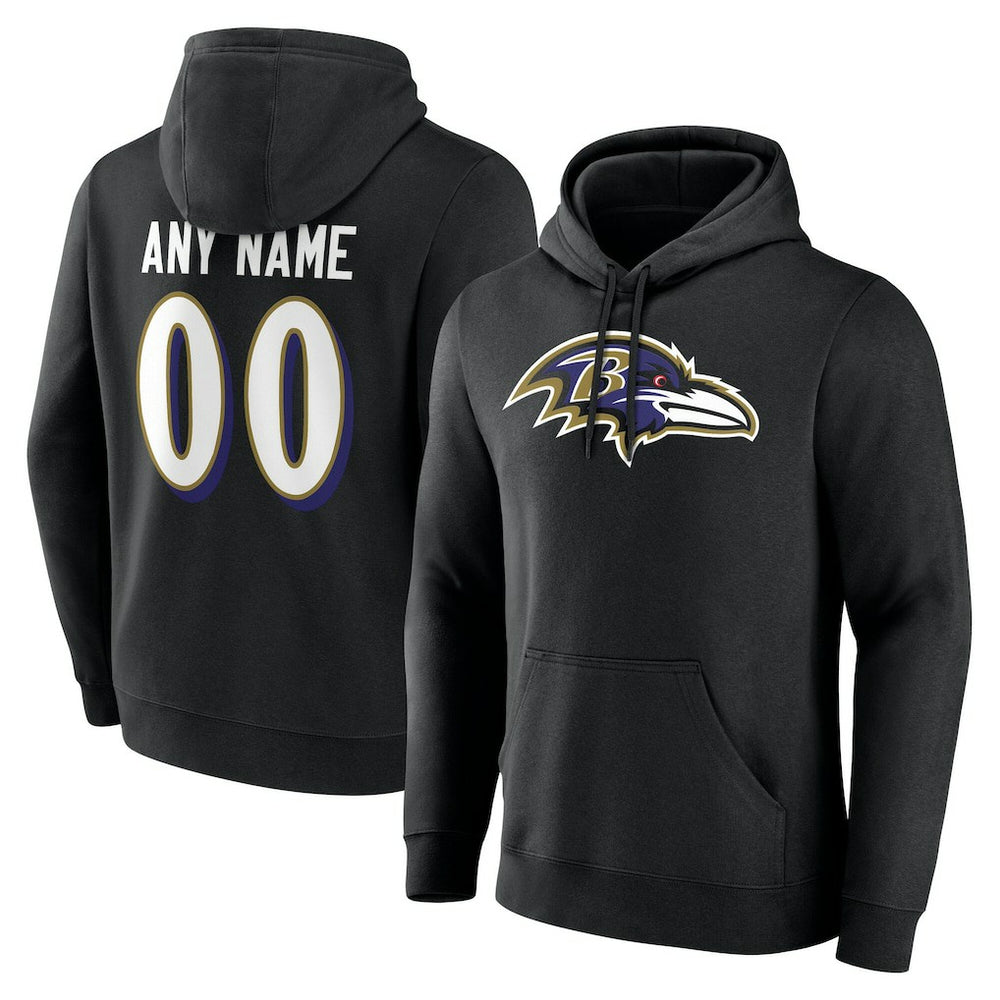 Baltimore Ravens Team Authentic Personalized Name & Number Hoodie Black - NFL