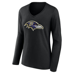 Baltimore Ravens Women's Team Authentic Personalized Name & Number Long Sleeve V-Neck T-Shirt Black - NFL
