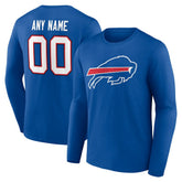 Buffalo Bills Team Authentic Personalized Name & Number Long Sleeve T-Shirt Royal - NFL