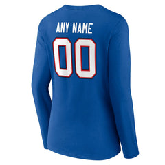 Buffalo Bills Women's Team Authentic Personalized Name & Number Long Sleeve V-Neck T-Shirt Royal - NFL
