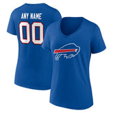 Buffalo Bills Women's Team Authentic Personalized Name & Number V-Neck T-Shirt Royal - NFL