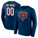 Chicago Bears Team Authentic Personalized Name & Number Long Sleeve T-Shirt Navy - NFL