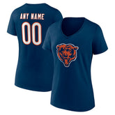 Chicago Bears Women's Team Authentic Personalized Name & Number V-Neck T-Shirt Navy - NFL