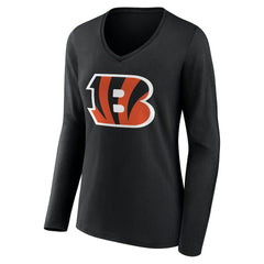 Cincinnati Bengals Women's Team Authentic Personalized Name & Number Long Sleeve V-Neck T-Shirt Black - NFL