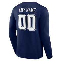 Dallas Cowboys Team Authentic Personalized Name & Number Long Sleeve T-Shirt Navy - NFL