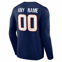 Denver Broncos Team Authentic Personalized Name & Number Long Sleeve T-Shirt Navy - NFL