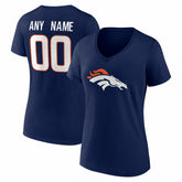 Denver Broncos Women's Team Authentic Personalized Name & Number V-Neck T-Shirt Navy - NFL