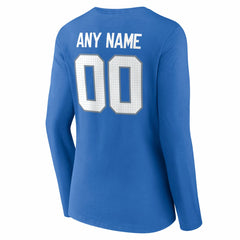 Detroit Lions Women's Team Authentic Personalized Name & Number Long Sleeve V-Neck T-Shirt Blue - NFL