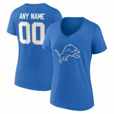 Detroit Lions Women's Team Authentic Personalized Name & Number V-Neck T-Shirt Blue - NFL