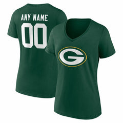 Green Bay Packers Women's Team Authentic Personalized Name & Number V-Neck T-Shirt Green - NFL