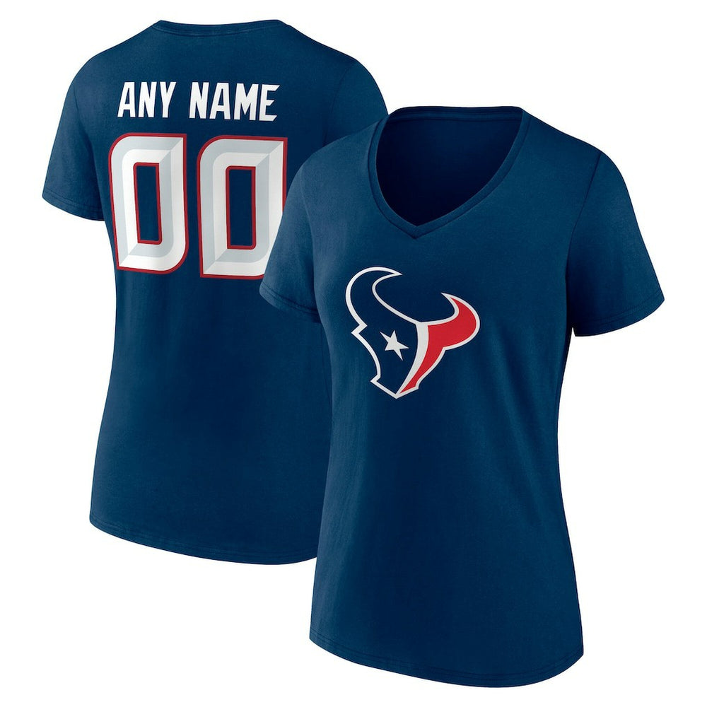Houston Texans Women's Team Authentic Personalized Name & Number V-Neck T-Shirt Navy - NFL