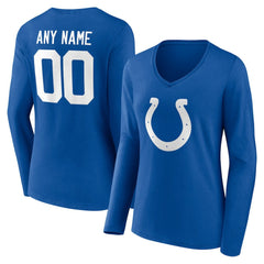 Indianapolis Colts Women's Team Authentic Personalized Name & Number Long Sleeve V-Neck T-Shirt Royal - NFL