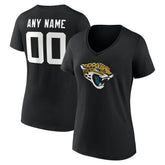 Jacksonville Jaguars Women's Team Authentic Personalized Name & Number V-Neck T-Shirt Black - NFL