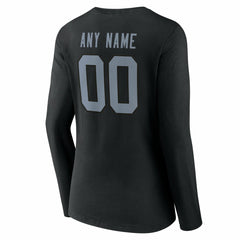 Las Vegas Raiders Women's Team Authentic Personalized Name & Number Long Sleeve V-Neck T-Shirt Black - NFL
