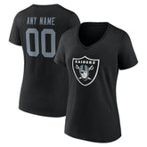 Las Vegas Raiders Women's Team Authentic Personalized Name & Number V-Neck T-Shirt Black - NFL