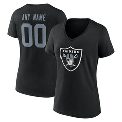 Las Vegas Raiders Women's Team Authentic Personalized Name & Number V-Neck T-Shirt Black - NFL