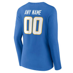 Los Angeles Chargers Women's Team Authentic Personalized Name & Number Long Sleeve V-Neck T-Shirt Powder Blue - NFL