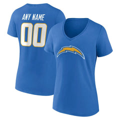 Los Angeles Chargers Women's Team Authentic Personalized Name & Number V-Neck T-Shirt Powder Blue - NFL