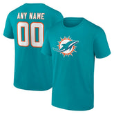 Miami Dolphins Team Authentic Personalized Name & Number T-Shirt Aqua - NFL